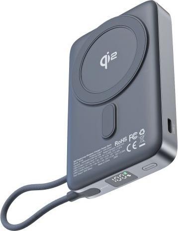 Immagine prodotto Choetech PowerLeap 15W Qi2 Wireless Powerbank 10'000mAh mit integriertem USB-C Kabel (max. 35W) (10000 mAh, 30 W, 38.50 Wh)