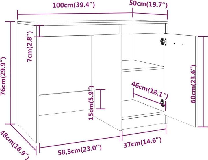 Produktbild VidaXL Schreibtisch Bürotisch Computertisch Arbeitstisch Tisch Altholz-Optik (100 x 50 x 76 cm)