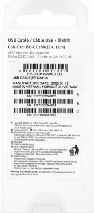 Produktbild Samsung USB C — USB C (1.80 m, USB 2.0)