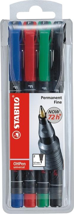 Actual product image STABILO OHPen universal foil pen permanent (Black, Red, Green, Blue, 1 mm, 4 x)