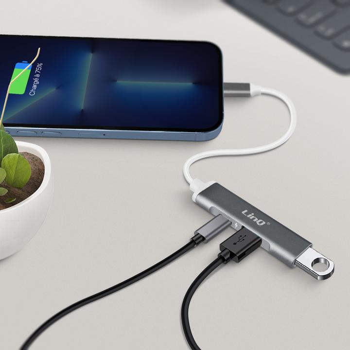 Produktbild LinQ Lightning Hub: 2x USB + 1x Lightning Lade-/Sync (USB, Lightning)