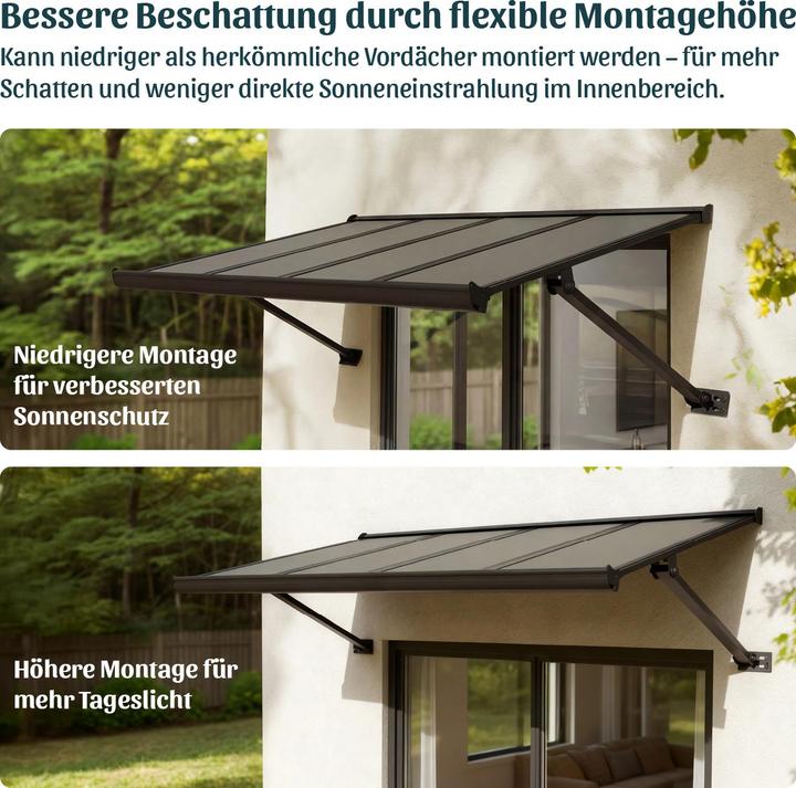 Actual product image Palram Canopia | Augustine 4.8ft Door Awning Black Structure / Opaque Grey Panels