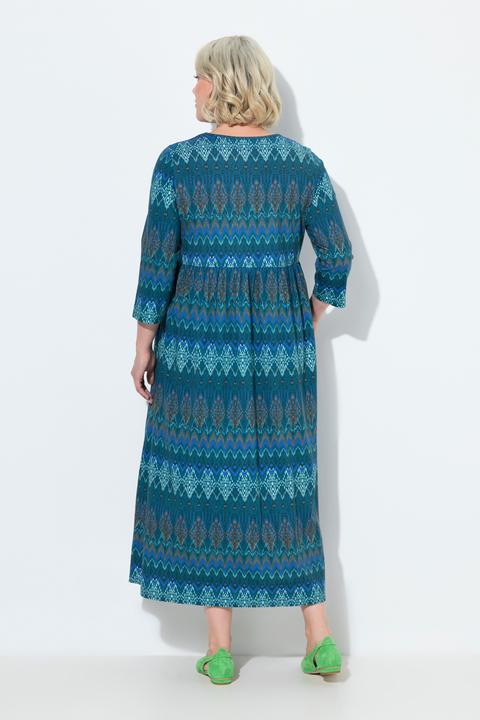 Image du produit Ulla Popken Robe en jersey, coupe évasée. Manches 3/4. Encolure à découpe en forme de goutte (54)