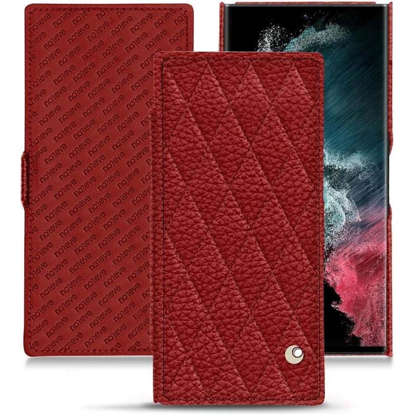 Noreve Lederschutzhülle horizontal (Samsung Galaxy S22 Ultra), Smartphone Hülle, Rot