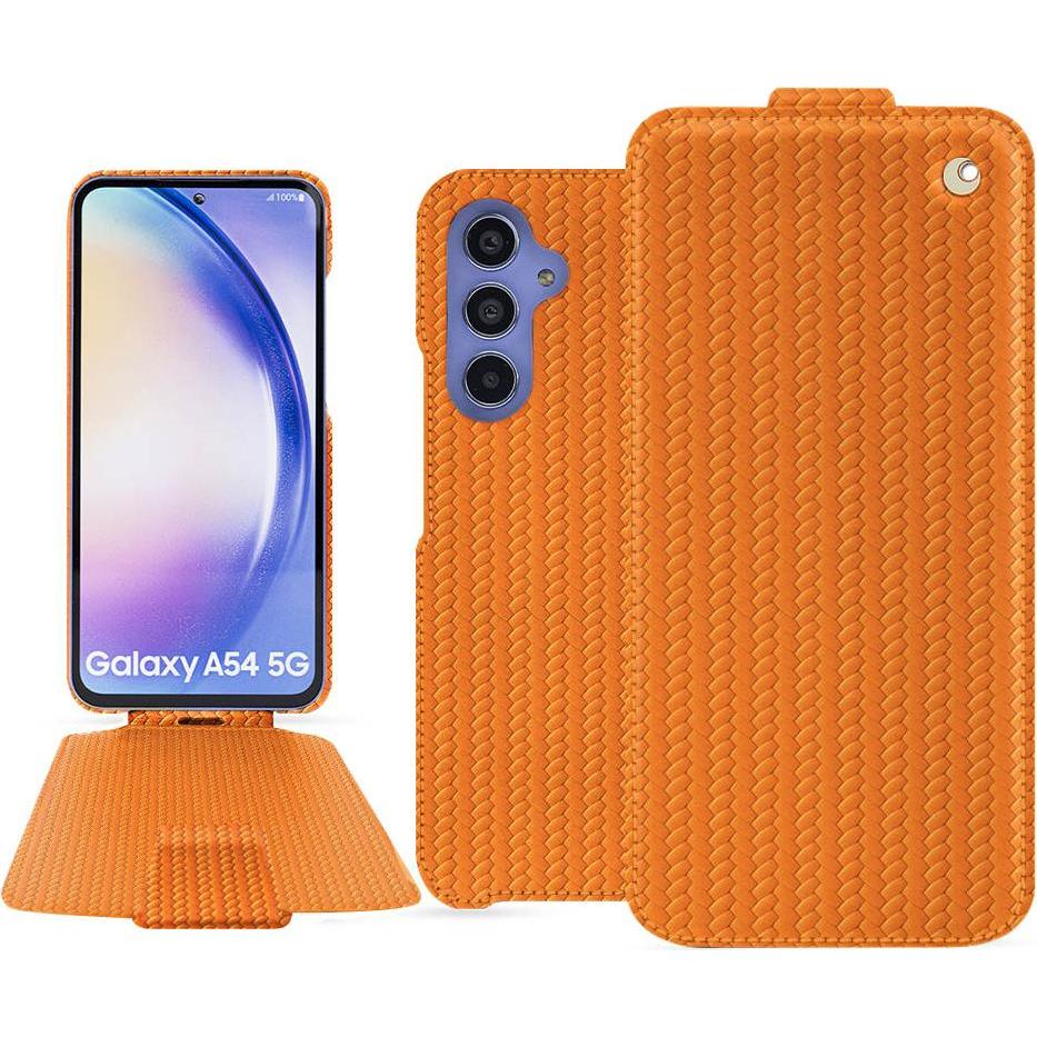 Noreve Lederschutzhülle vertikal (Samsung Galaxy A54 5G), Smartphone Hülle, Orange