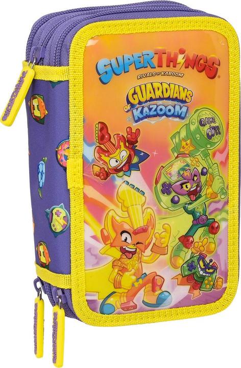 Produktbild Superthings Dreifaches Federmäppchen Guardians of Kazoom Lila Gelb (36 Stücke)