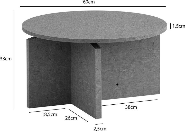 Image du produit FineBuy Couchtisch 60 cm Wohnzimmertisch Sofatisch Rund Klein Kaffeetisch Modern (60 x 60 x 33 cm)
