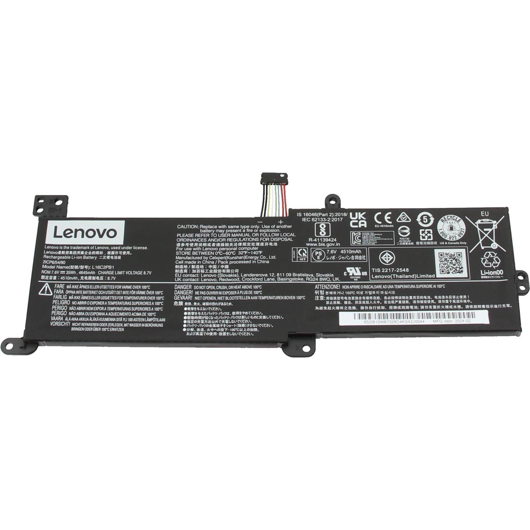 Lenovo L16C2PB2 (2 Zellen, 4610 mAh), Notebook Akku