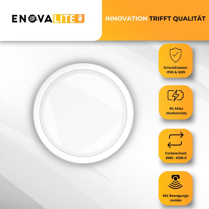 Produktbild Enovalite LED-Notstrom Deckenleuchte, mit Bewegungsmelder, 8 h Notlicht und Gruppensteuerungsfunktion (1800 lm)