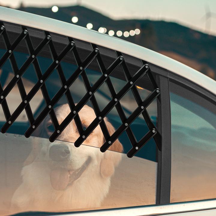 Produktbild Wiltec Fudajo Hundeschutzgitter Autofenster 17,7x24cm Lüftungsgitter Fenstergitter Auto (Hund, Reflektoren)