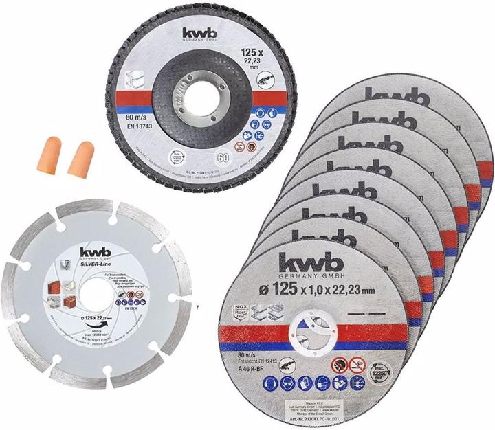 Actual product image kwb Cut-off wheel set 125 mm, 10-piece set incl. diamond and grinding wheel