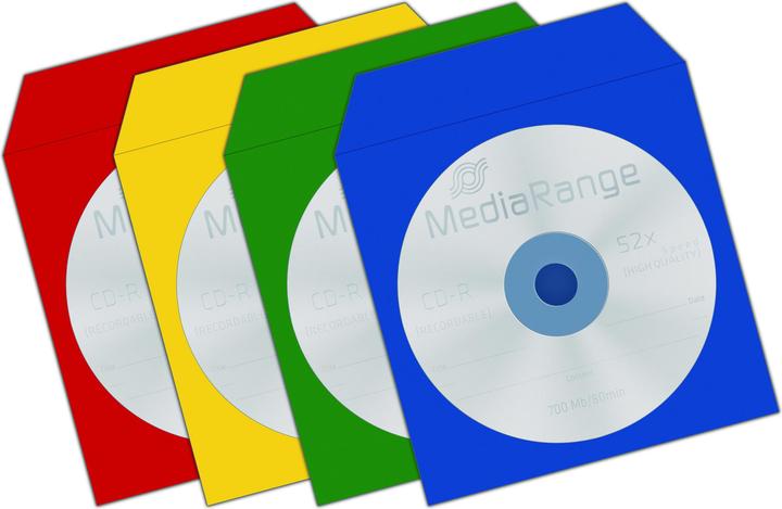 Produktbild MediaRange CD/DVD Papierhüllen farbig mit Sichtfenster