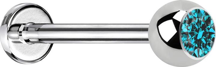 Immagine prodotto Star Piercing Micro Labret argento con sfera e cristallo acqua (senza ottone, Acciaio chirurgico 316L)