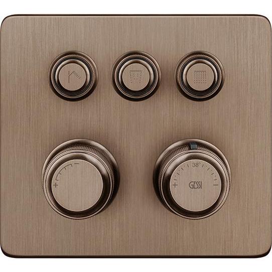 Gessi, Badarmatur, Hi-FI Fertigmontageset Thermostat mit Tasten-Bedienung on/off, 3-Wege, Regen und Handbrause, W