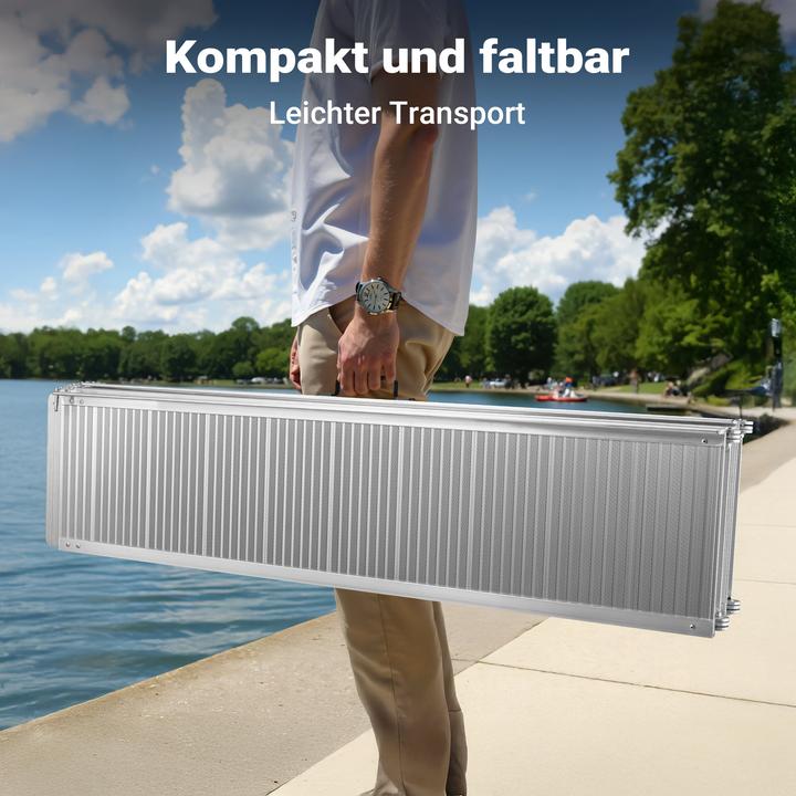 Produktbild Wiltec Rollstuhlrampe doppelt faltbar 244cm 270kg Rollirampe Alu Rampe Rollstuhl