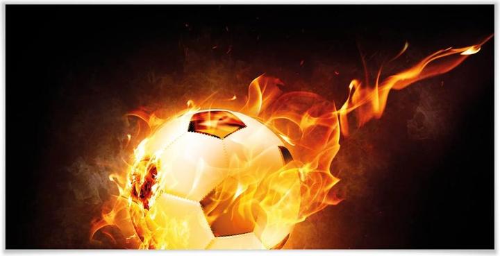 Image du produit Trenddeko Le football en flammes - Panorama (50 x 100 cm)