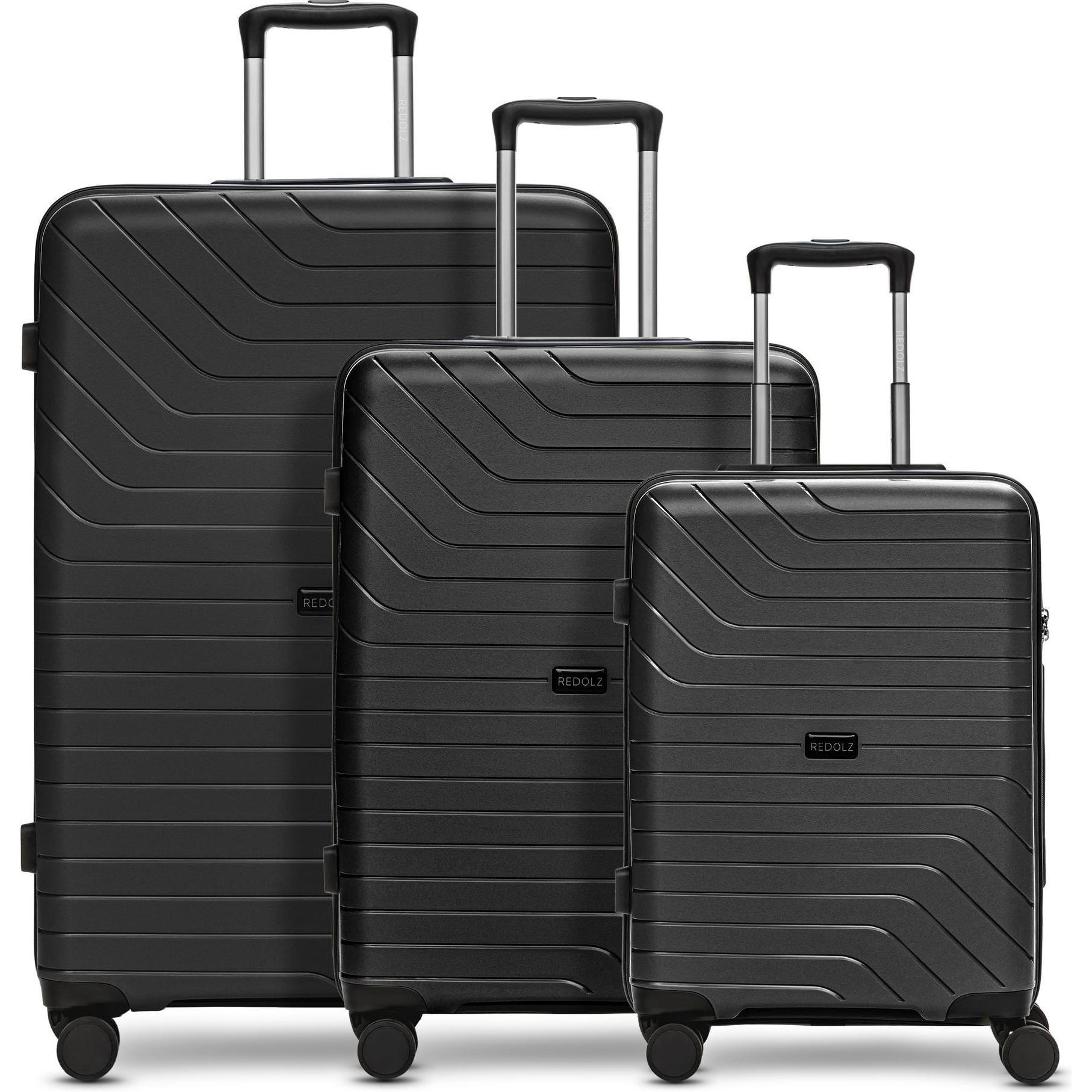 Redolz, Koffer, Essentials 05 3-SET 4 Rollen Kofferset 3-teilig, Schwarz, (217 l, XL (ab 115l))