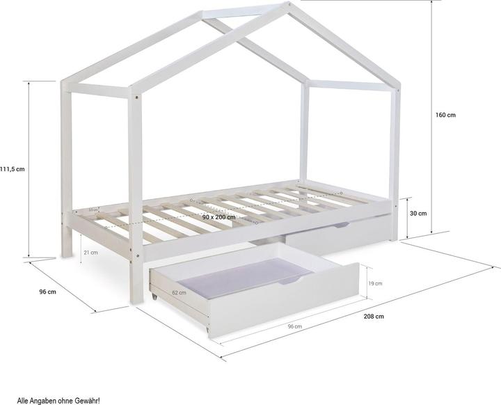 Produktbild Homestyle4u Hausbett Spielbett für Kinder (90 x 200 cm)