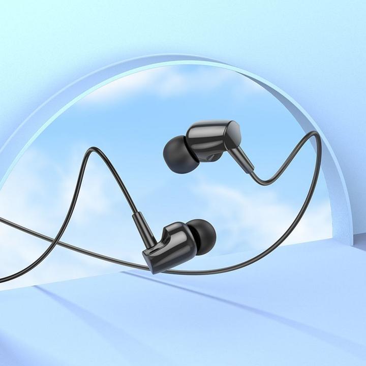 Actual product image Hoco Wired headphones earphones universal with microphone M112 black (Cable)