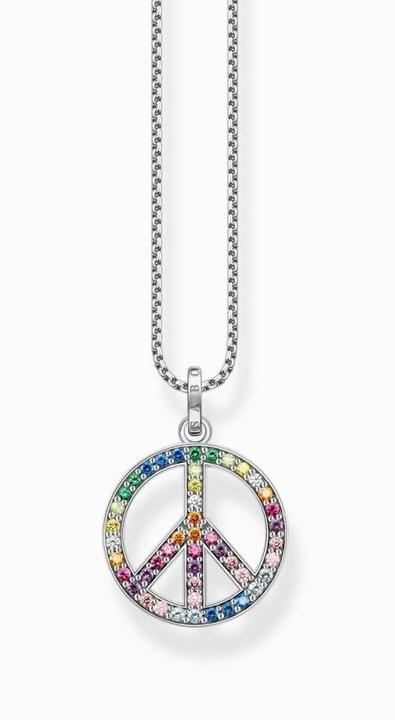 Image du produit Thomas Sabo Collier avec pendentif signe de paix avec pierres multicolores argent noirci (Argent 925, 50 - 55 cm)