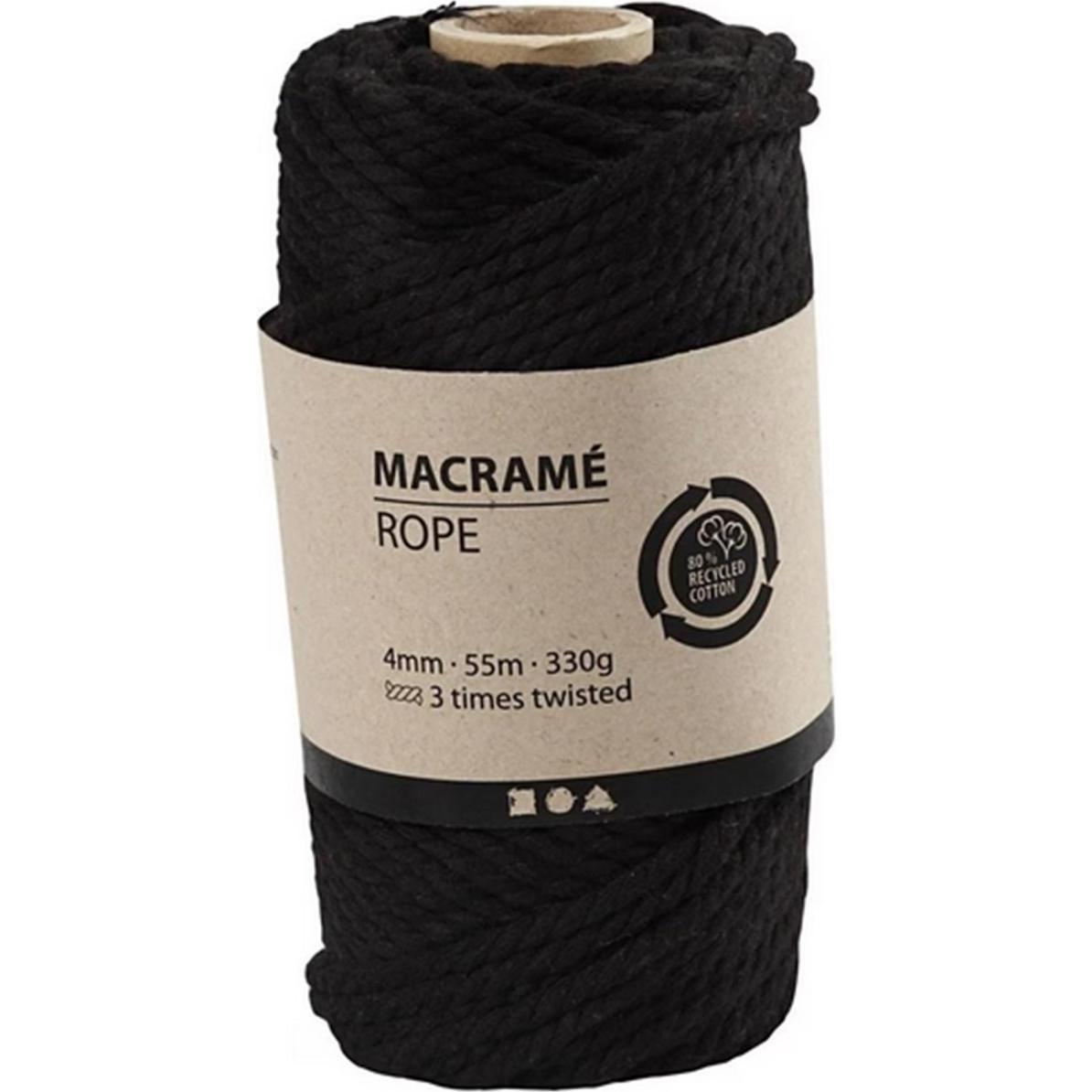 Creativ Company Makramé, Garn + Wolle, Schwarz