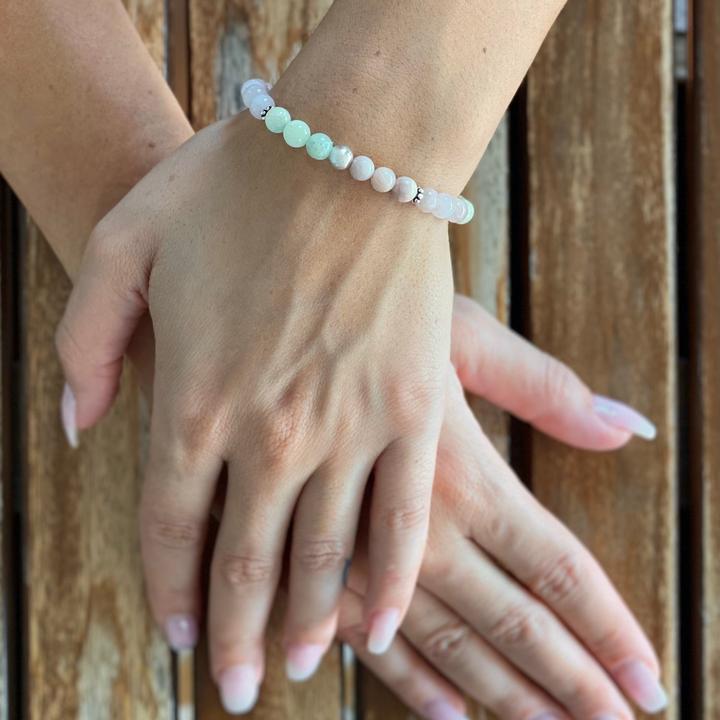 Image du produit Balibay Concetta (18 cm, Quartz rose, Pierre de lune, Pierre précieuse, Morganite, Or 14 carats)