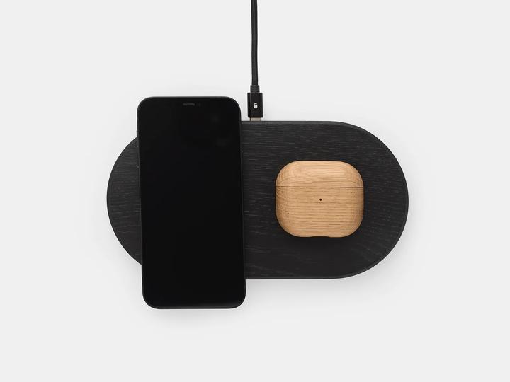 Immagine prodotto Oakywood Dual Slim Charging Pad Duales kabelloses Handy-Ladegerät - Schwarz / UK (Adattatore tipo G) (15 W)