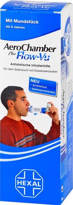 Actual product image Sandoz AeroChamber plus Flow-Vu with mouthpiece, 1 pc. Inhalation aid