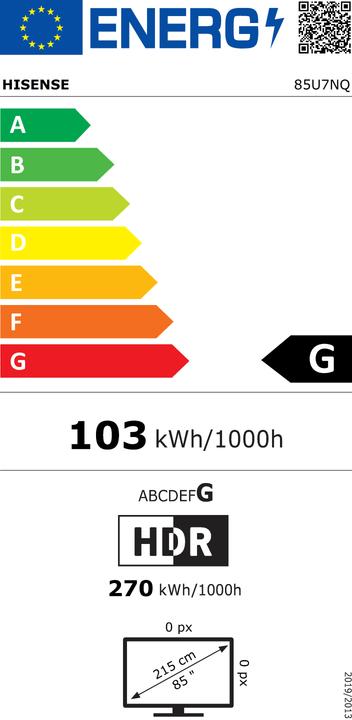 Energie-Label Hisense TV 85U7NQ (85", U7N, Mini-LED, 4K, 2024)