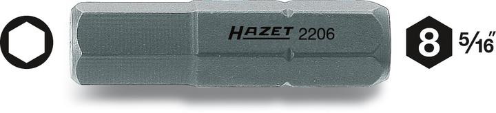 Actual product image HAZET Bit 2206-8 ∙ Hexagon, solid 8 (5/16 inches) ∙ Inside hexagon profile ∙ 8 mm (8 mm)