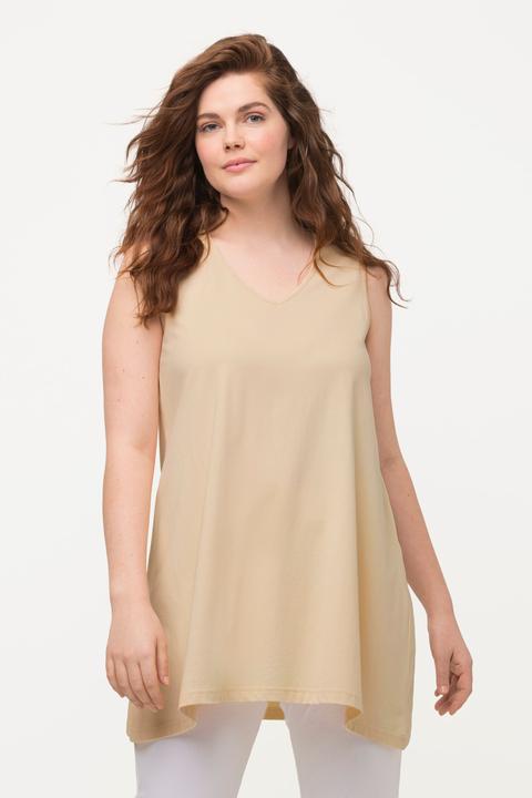 Produktbild Ulla Popken Longtop, Naturfärbung, A-Linie, V-Ausschnitt, ärmellos (50, 52)