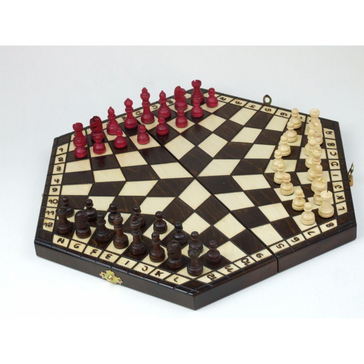 Abino Schachspiel aus Holz für 3 Personen