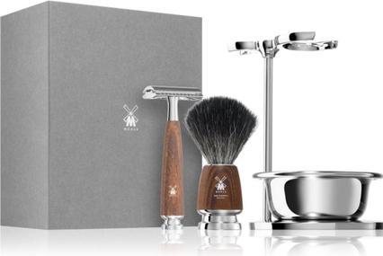Image du produit Mühle Set de rasage, 4 pièces avec bol, blaireau avec Black Fibre, rasoir