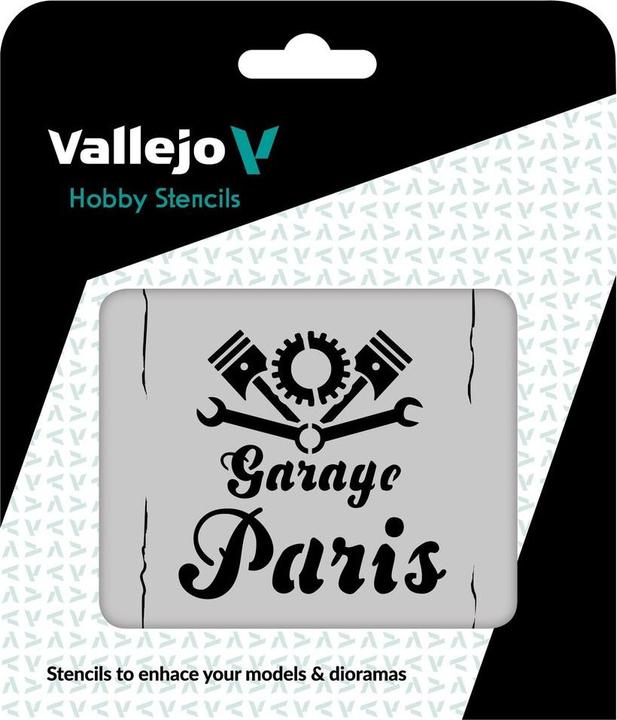 Actual product image Vallejo Stencil Vintage Garage Sign