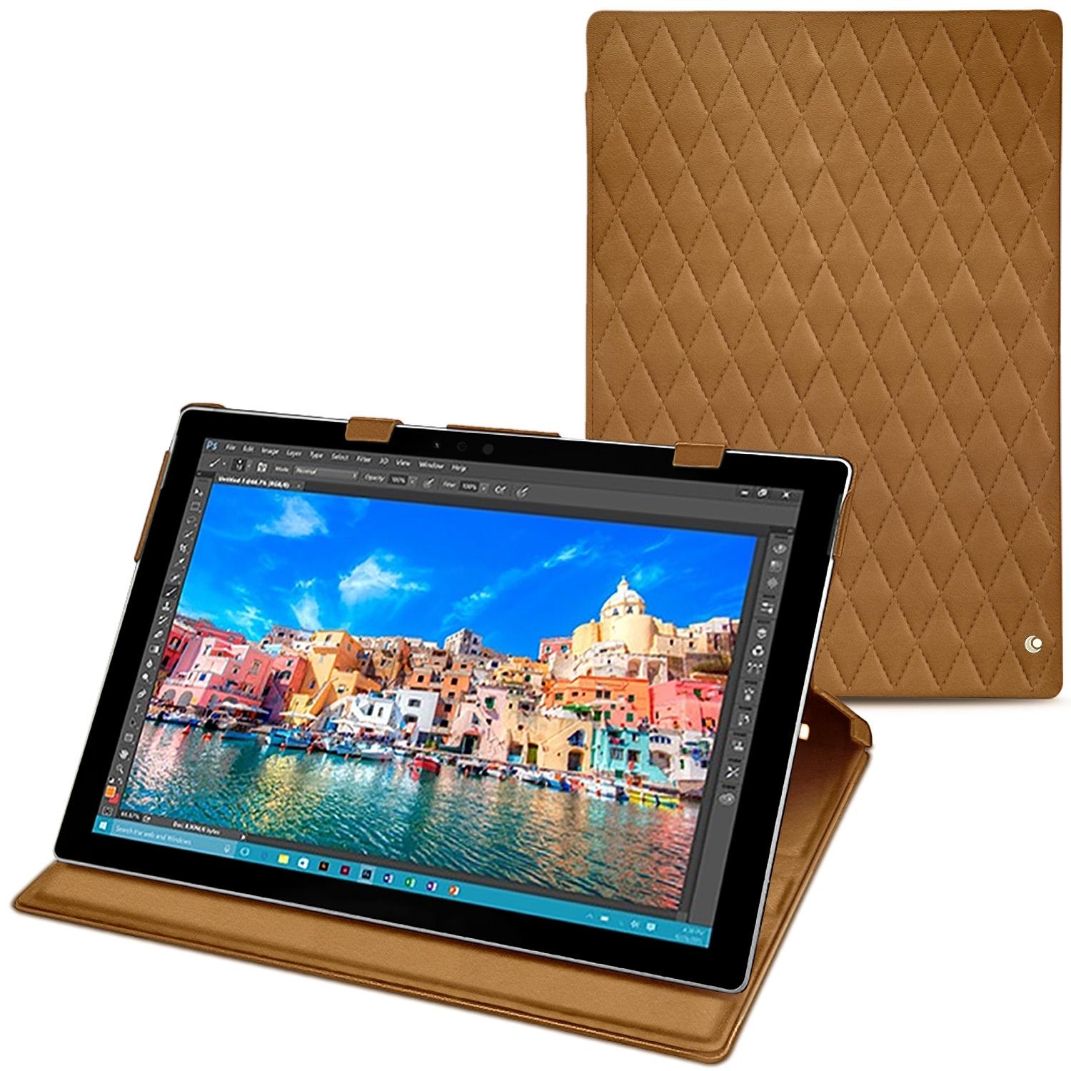 Noreve Lederschutzhülle vertikal (Microsoft Surface Pro 4), Tablet Hülle, Braun