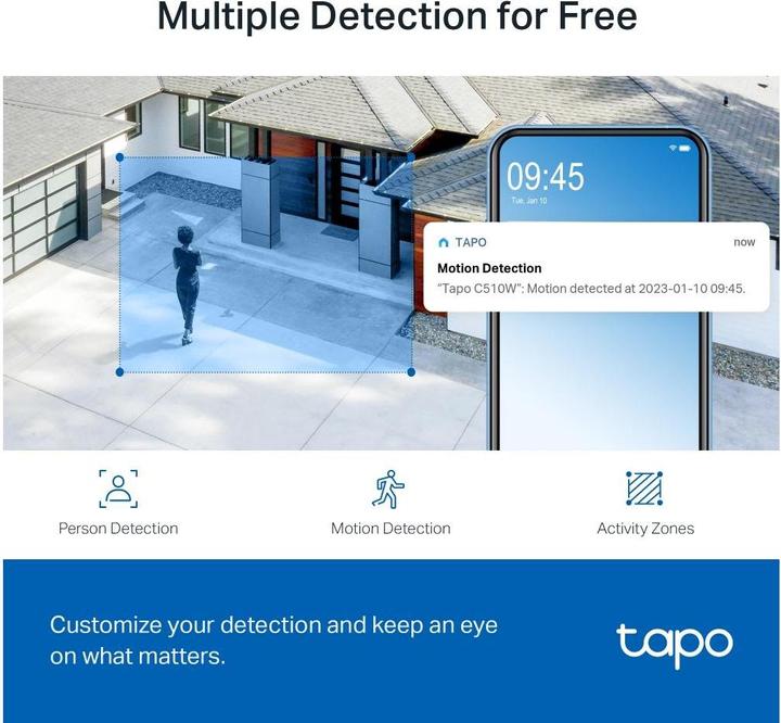 Immagine prodotto TP-Link Tapo C510W Telecamera da esterno a 360° da 3MP MicroSD (2304 x 1296 Pixels)