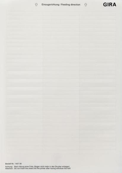 Actual product image Gira Labelling sheets 62.8 x 6.8 mm Accessories 145700