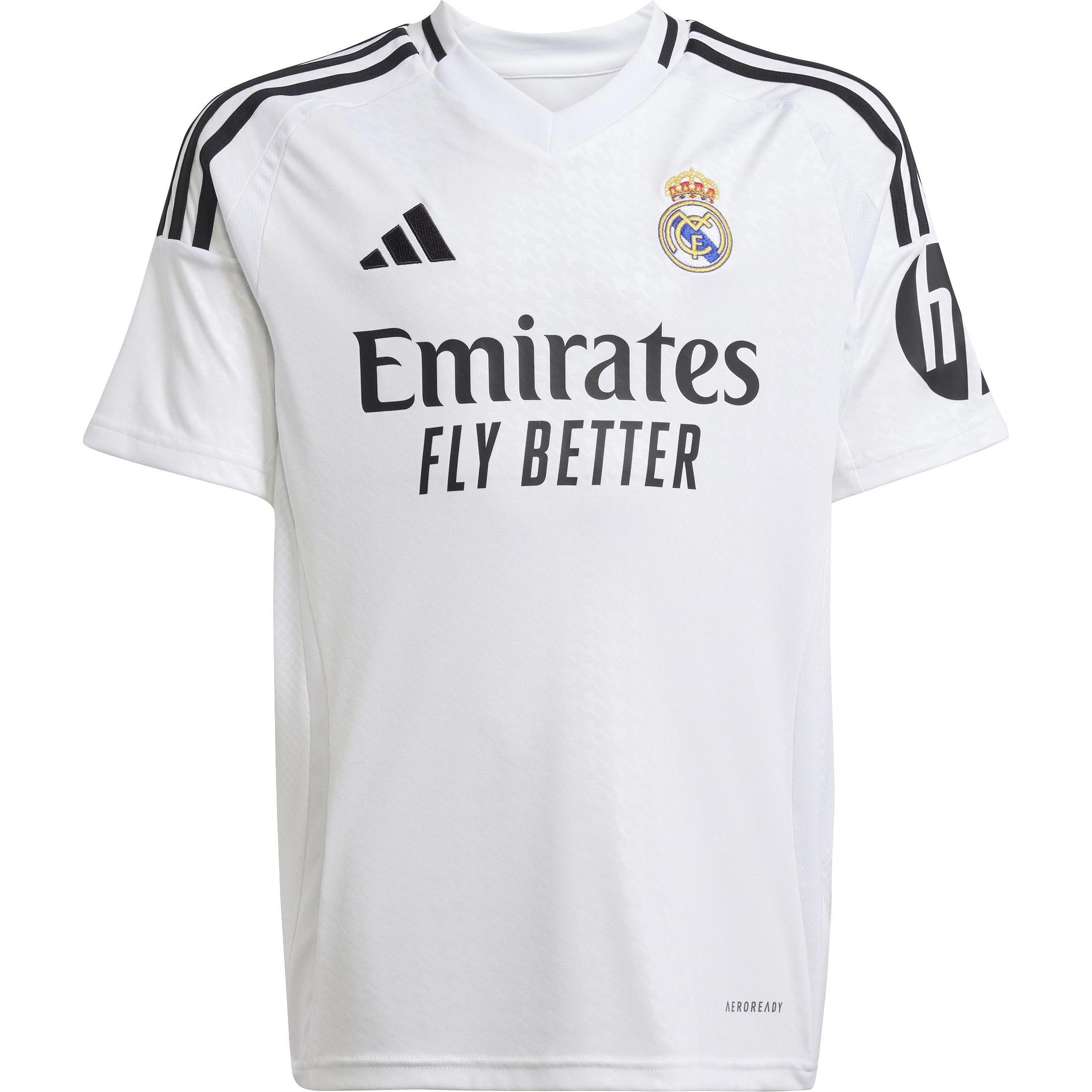 Adidas, Bambini, Maglietta calcio, Real Madrid Kinder Trikot mit HP Werbung (152), Bianco, 152