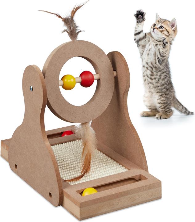 Produktbild Relaxdays Kratzspielzeug (30 cm, Gelb, Rot, Natur, Hellbraun)