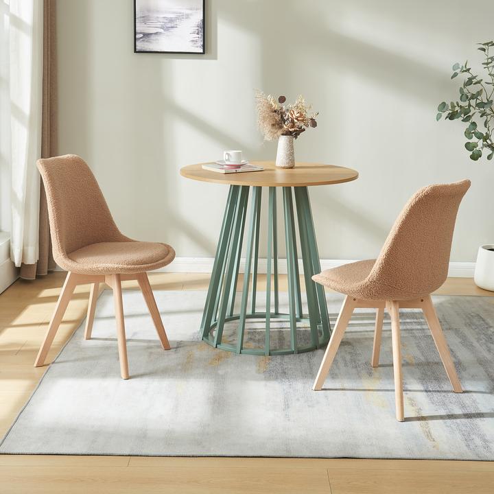 Produktbild En.Casa Esszimmerstuhl Fläten 2er Set Bouclé Taupe