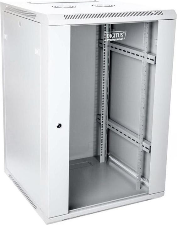 NoName Wandmontierter Netzwerkschrank 19 15HE Rack 600x600 Türscheibe grau aufgeklappt nicht gefaltet (10.86 HE, 19 Zoll Rack)