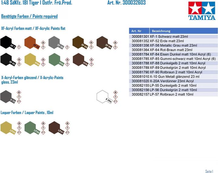 Immagine prodotto Tamiya 1/48 German Tiger I Early Prod. (Fronte orientale)