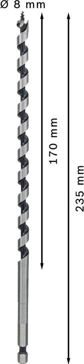 Actual product image Bosch Professional Zubehör PRO Wood Wood auger bit, 8 x 170 x 235 mm (6.35 mm)