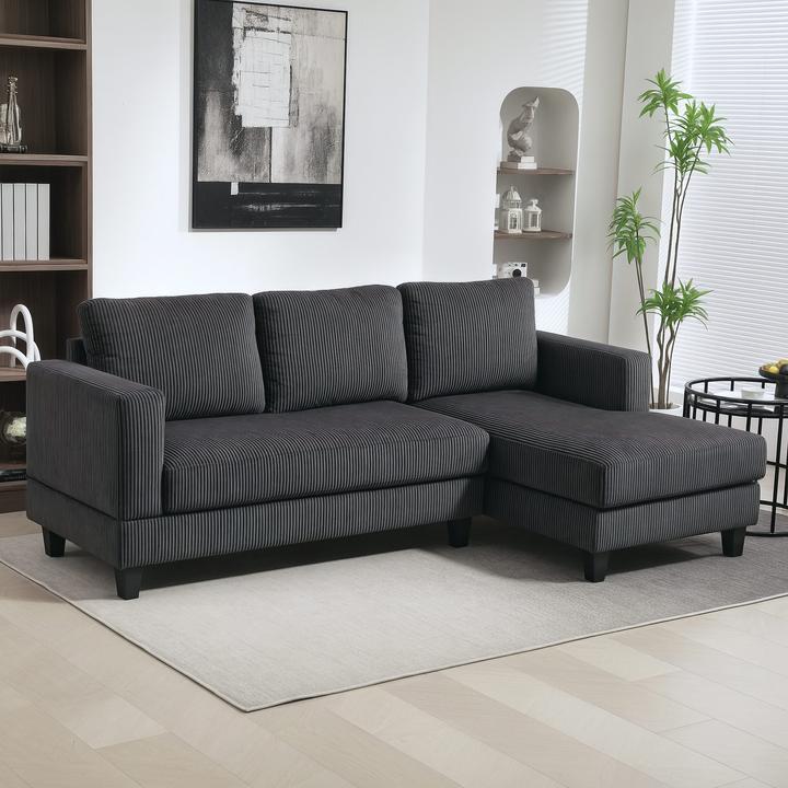 Actual product image Homcom Ecksofa Polyester, Schaumstoff Dunkelgrau (3-seater, Corner sofa)