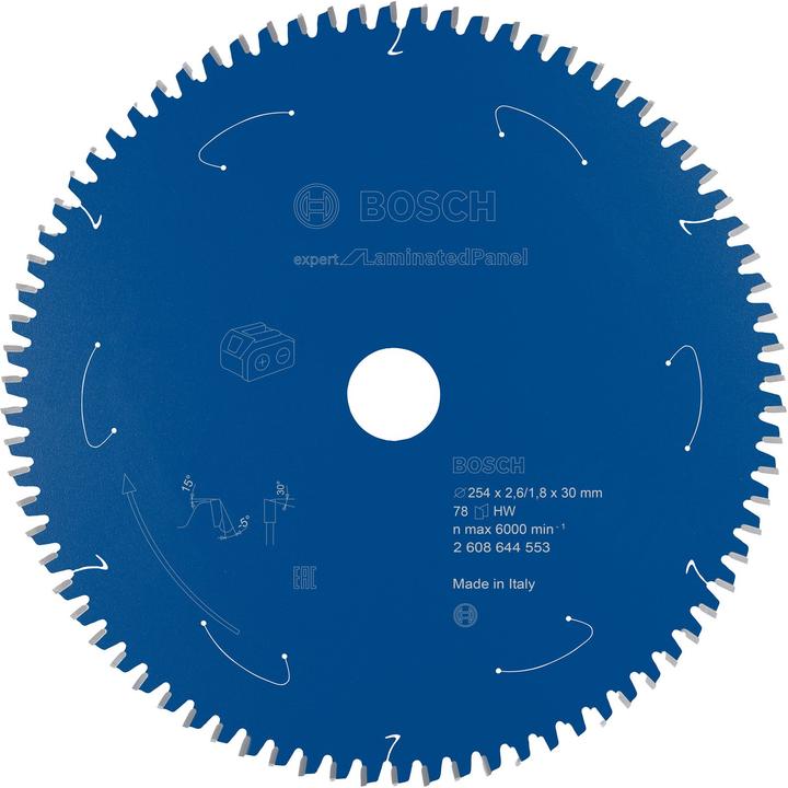 Produktbild Bosch Professional Zubehör Akku-Kreissägeblatt Expert for Laminated Panel, 254 x 2,6/1,8 x 30, 78 Zähne