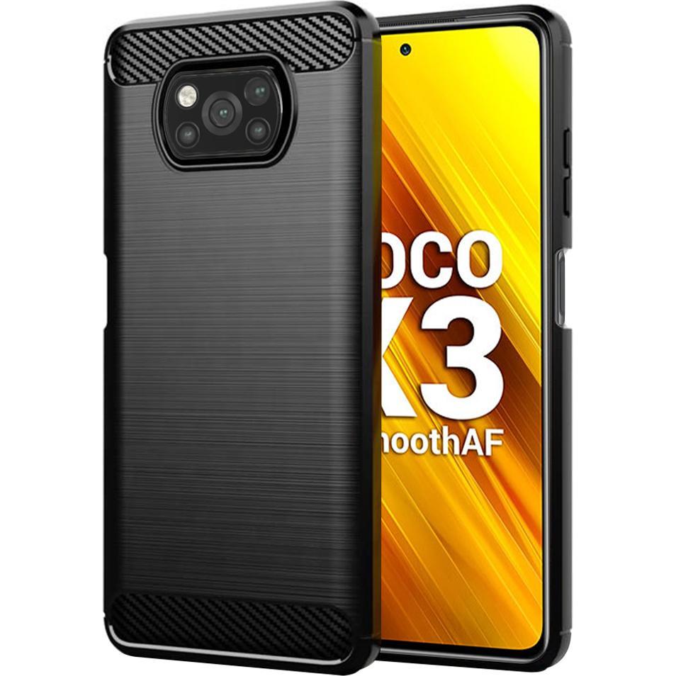 Techsuit - Carbon Silicone - Xiaomi Poco X3 / Poco X3 NFC / Poco X3 Pro - Black (Xiaomi Poco X3 Pro, Xiaomi Poco X3 NFC, Xiaomi Poco X3), Cover smartp