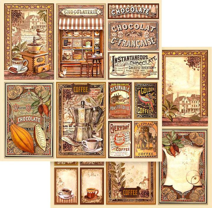 Image du produit Stamperia Bloc de scrapbooking "Café et Chocolat (190 g/m², 10 x)