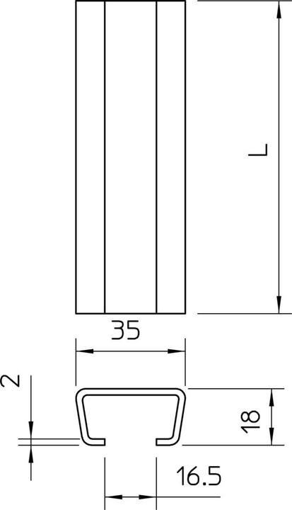 Produktbild OBO Bettermann Profilschiene ungelocht, Schlitzweite 1112120 (200 cm)