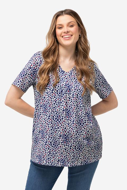 Produktbild Ulla Popken T-Shirt, Zierfalten, A-Linie, V-Ausschnitt, Halbarm (56)