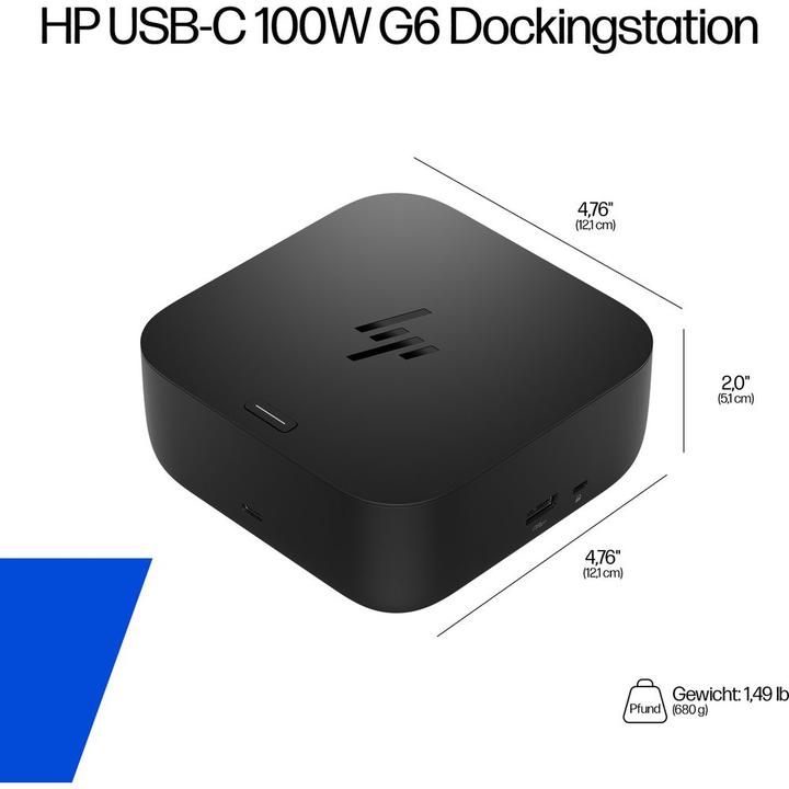 Immagine prodotto HP USB-C 100 W G6 Dockingstation (USB-C, 6 porte)